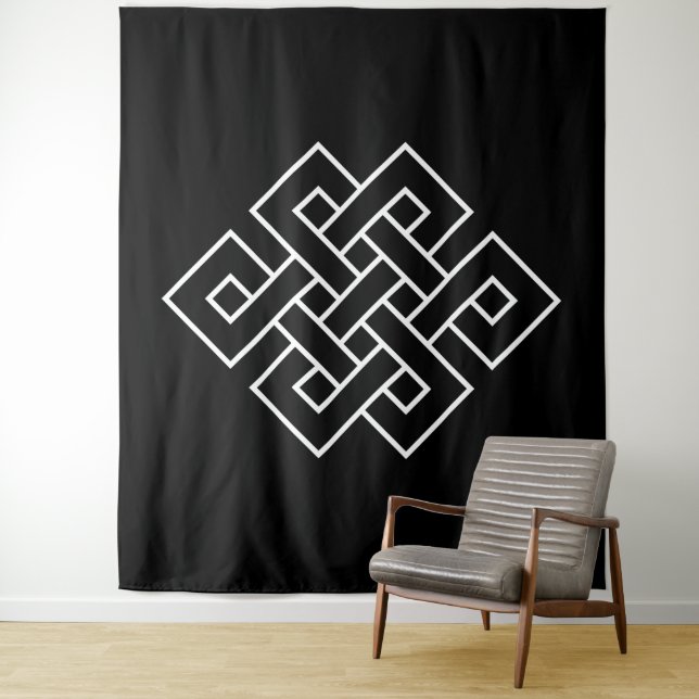 Tapete De Parede Símbolo do Nó Sem Fim Branco sobre Preto (In Situ)