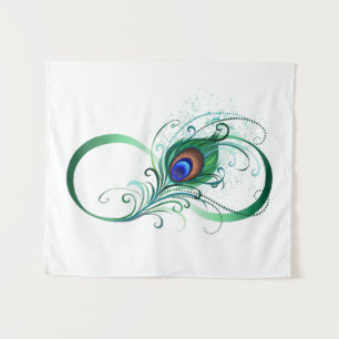 Tapete De Parede Símbolo Infinito com Pavão