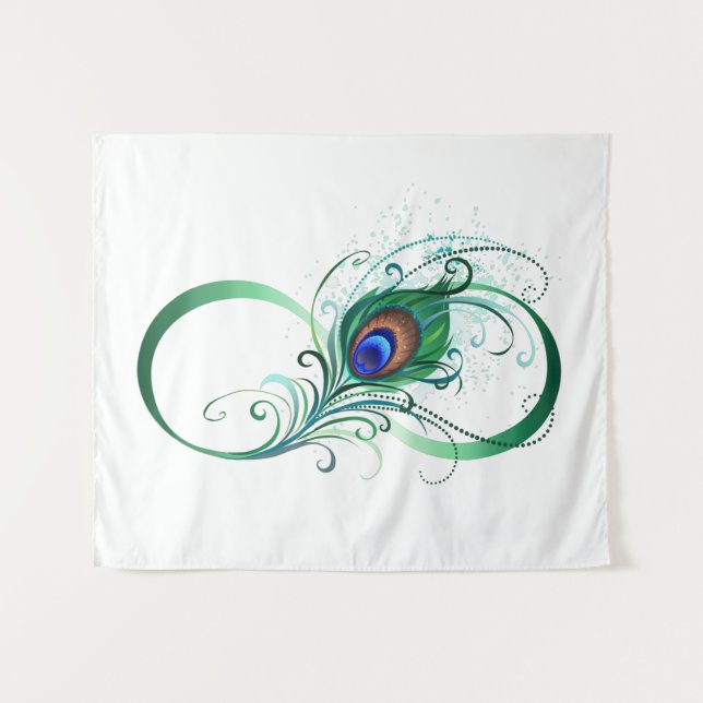 Tapete De Parede Símbolo Infinito com Pavão (Frente (Horizontal))