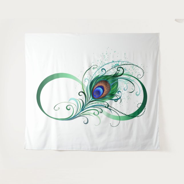 Tapete De Parede Símbolo Infinito com Pavão (Frente (Horizontal))