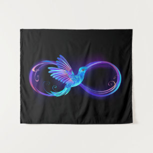 Tapete De Parede Símbolo Neon Infinity com Hummingbird brilhante