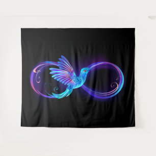 Tapete De Parede Símbolo Neon Infinity com Hummingbird brilhante