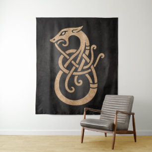 Tapete De Parede Símbolo Nó Serpente Viking Dourado