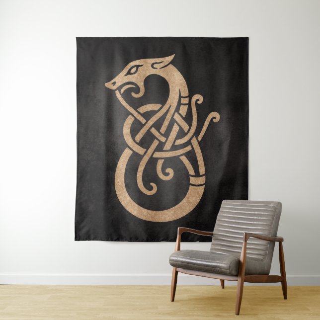 Tapete De Parede Símbolo Nó Serpente Viking Dourado (In Situ)