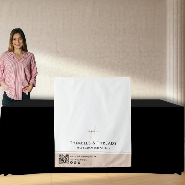 Tapete De Parede Simple Logo QR Vendor Event Display Table Runner (Criador carregado)