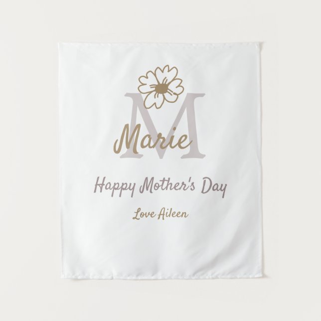 Tapete De Parede simple minimal mother's day monogram golden gray f (Frente)