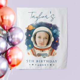 Tapete De Parede Simples Diversão Astronauta Azul Branco Foto Aquar