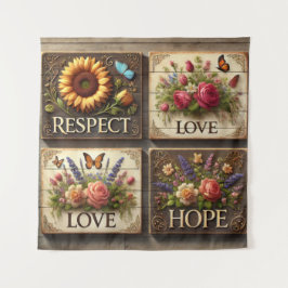 Tapete De Parede Sinais de madeira 3D lindos com floreamento de upl