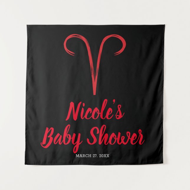 Tapete De Parede Sinal ARIES Astrologia Vermelha Fundo do Partido Z (Frente)