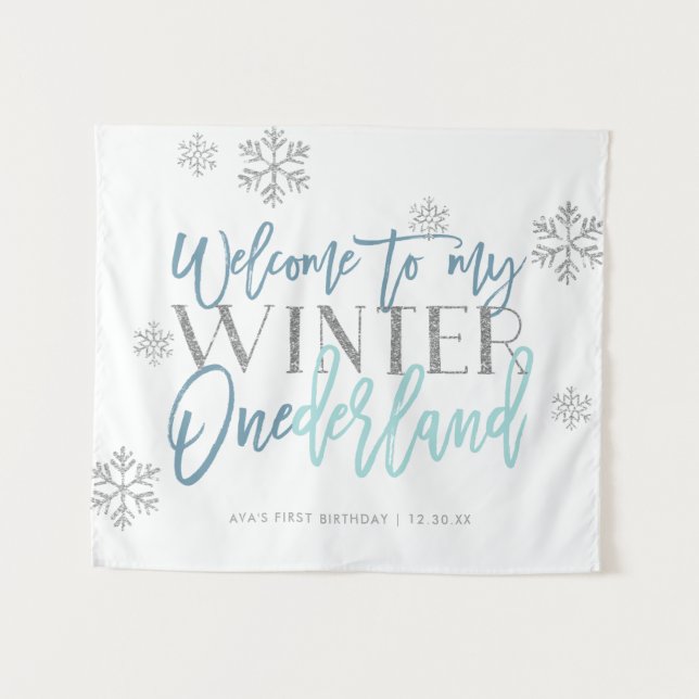 Tapete De Parede Sinal de Boas-vindas ao Winter ONEderland em Prata (Frente (Horizontal))