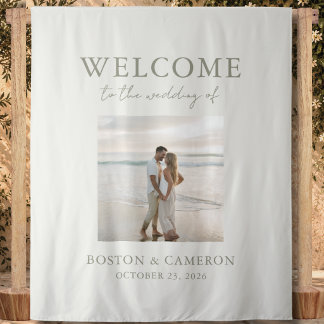 Tapete De Parede Sinal de Boas-Vindas de Casamento em Marfim Elegan