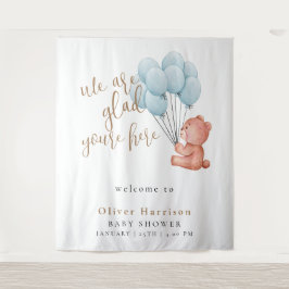 Tapete De Parede Sinal de boas-vindas do Balão Azul Chá de fraldas