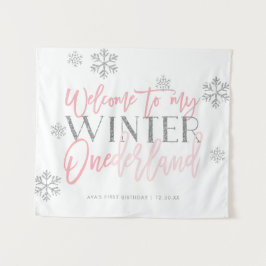 Tapete De Parede Sinal de Boas-Vindas Rosa Brilho Prata Winter ONEd