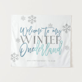 Tapete De Parede Sinal de Boas-Vindas Winter ONEderland Prata Brilh