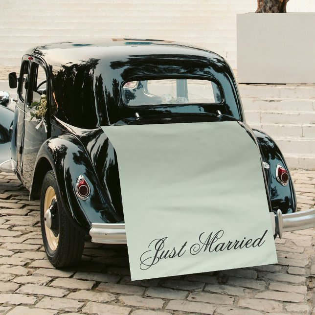 Tapete De Parede Sinal de Casamento de Tecido Verde para Carro (Green Just Married Fabric Car Wedding Banner Sign Tapestry)