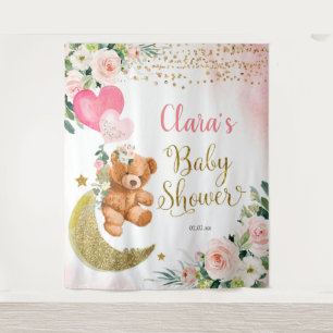 Tapete De Parede Sinal de Chuvada de Bebê Balão Urso Rosa