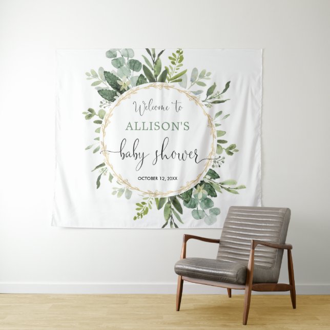 Tapete De Parede Sinal de fundo de festa de bebê com grinalda de ve (In Situ (Horizontal))