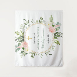 Tapete De Parede Sinal de pano de fundo rosa dourado batismo primei