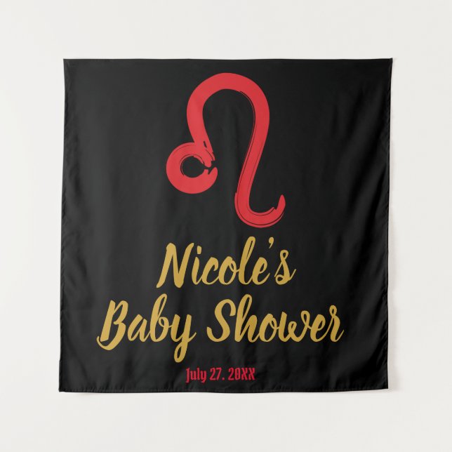 Tapete De Parede Sinal Zodíaco LEO Vermelho Fundo de Aniversário Ju (Frente)