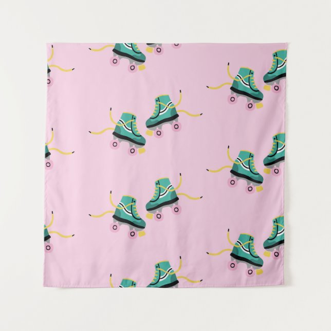Tapete De Parede Skates do rolo retrorreflector: padrão rosa. (Frente)