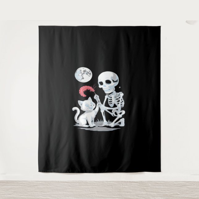 Tapete De Parede Skeleton Cat gatinho do crânio Design Cla (Frente)