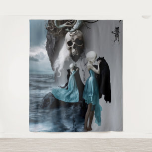 Tapete De Parede Skull Black Cat Shadow Work Occult Witchy AI Art