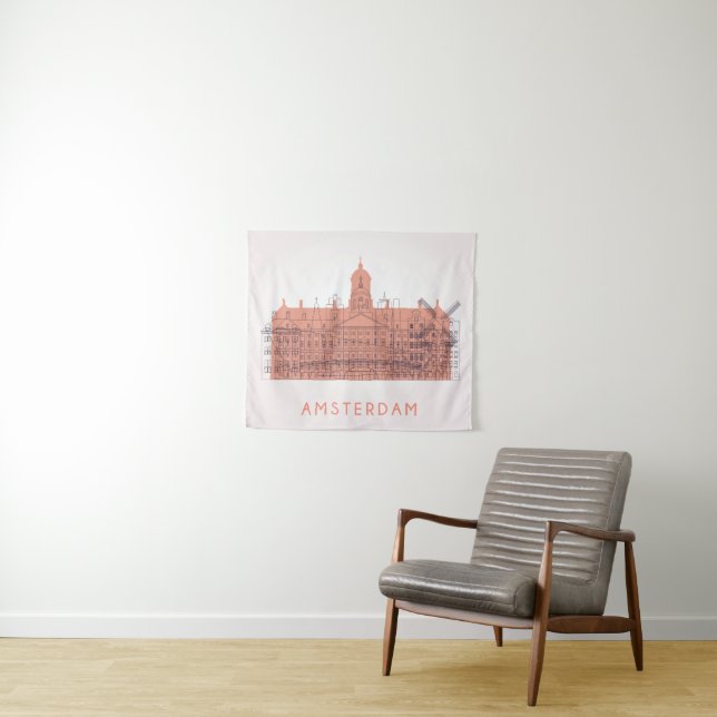Tapete De Parede Skyline de Amsterdão, Países Baixos | dos marcos (In Situ (Horizontal))