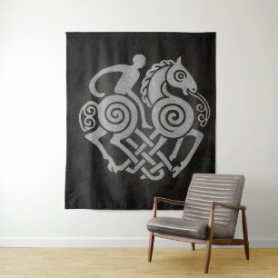 Tapete De Parede Sleipnir e Odin Símbolo Design Mitologia Nórdica