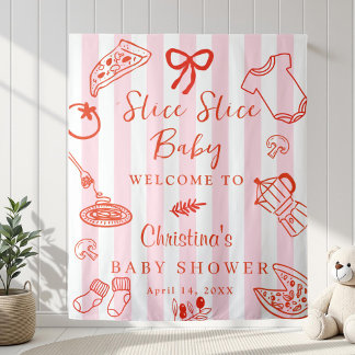 Tapete De Parede Slice Slice Baby Pizza Baby Shower Backdrop