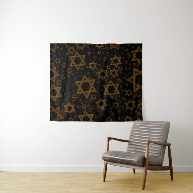 Tapete De Parede SlipperyJoe's Estrela de David temática de Hanukka (In Situ (Horizontal))