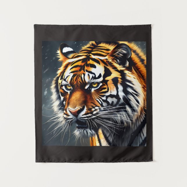 Tapete De Parede Snarling Tiger Wall Hanging Bedroom Décor (Frente)