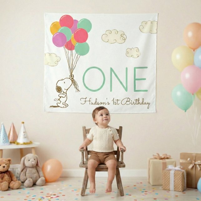 Tapete De Parede Snoopy e Balões 1º Aniversário (Criador carregado)