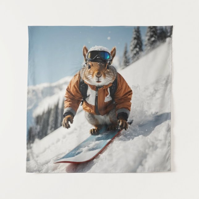 Tapete De Parede Snowboard Squirrel Wintertime Whimsper Animal (Frente)