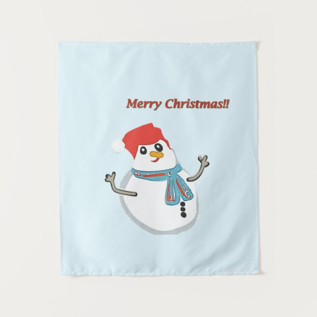 Tapete De Parede Snowman. Merry Christmas. (Frente)