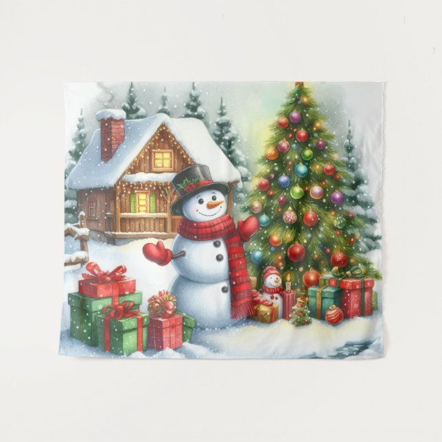 Tapete De Parede Snowman Natal (Frente (Horizontal))