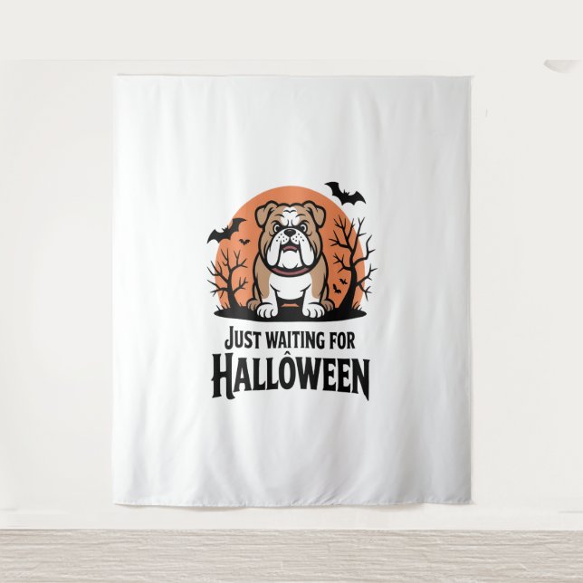 Tapete De Parede Só esperando o cachorro de Halloween (Frente)
