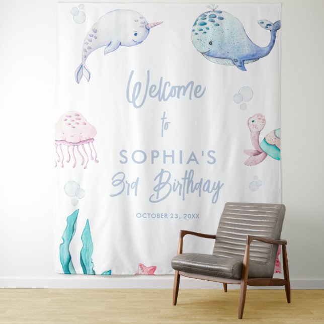 Tapete De Parede Sob o mar aniversário de 3 anos (In Situ)