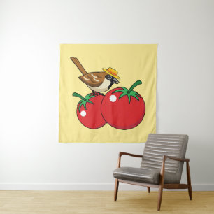 Tapete De Parede Sobreposição Orgânica Comendo Tomate Vermelho