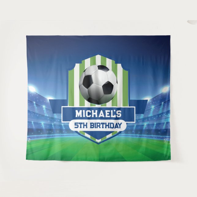 Tapete De Parede Soccer Birthday banner backdrop  (Frente (Horizontal))