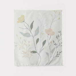 Tapete De Parede Soft Botanical – Minimal Pastel Wildflower