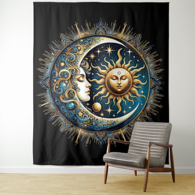 Tapete De Parede Sol e Lua Celestiais (In Situ)