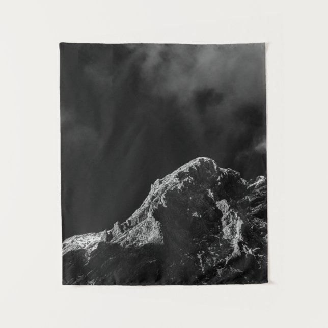 Tapete De Parede Sol negro e branco iluminado montanha (Frente)