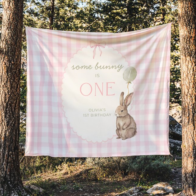 Tapete De Parede Some Bunny is One Birthday Personalized Banner  (Criador carregado)