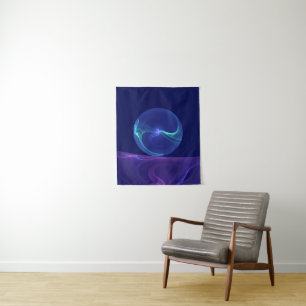 Tapete De Parede Sonho Abstrato de Arte Fractal Azul Roxo Luminoso