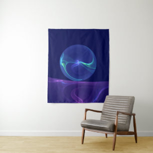 Tapete De Parede Sonho Abstrato de Arte Fractal Roxo Azul Luminoso
