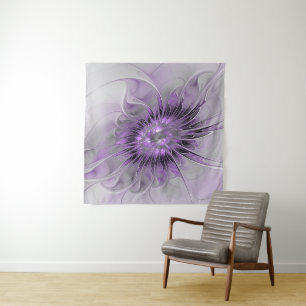 Tapete De Parede Sonho de Flor de Lavanda Arte Fractal Abstrato Mod
