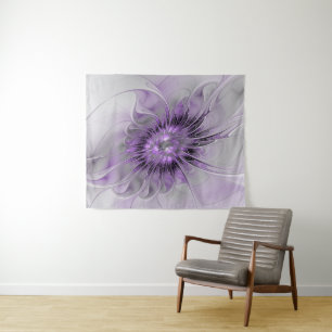 Tapete De Parede Sonho de Flor de Lavanda Arte Fractal Abstrato Mod