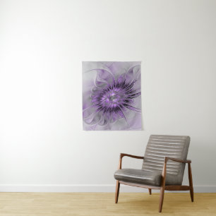 Tapete De Parede Sonho de Flor de Lavanda Arte Fractal Abstrato Mod