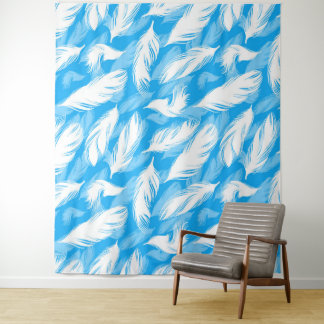 Tapete De Parede Sophisticated Feather Design On A Bright Blue 