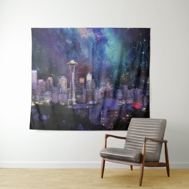 Tapete De Parede Spacey Seattle Skyline (In Situ (Horizontal))